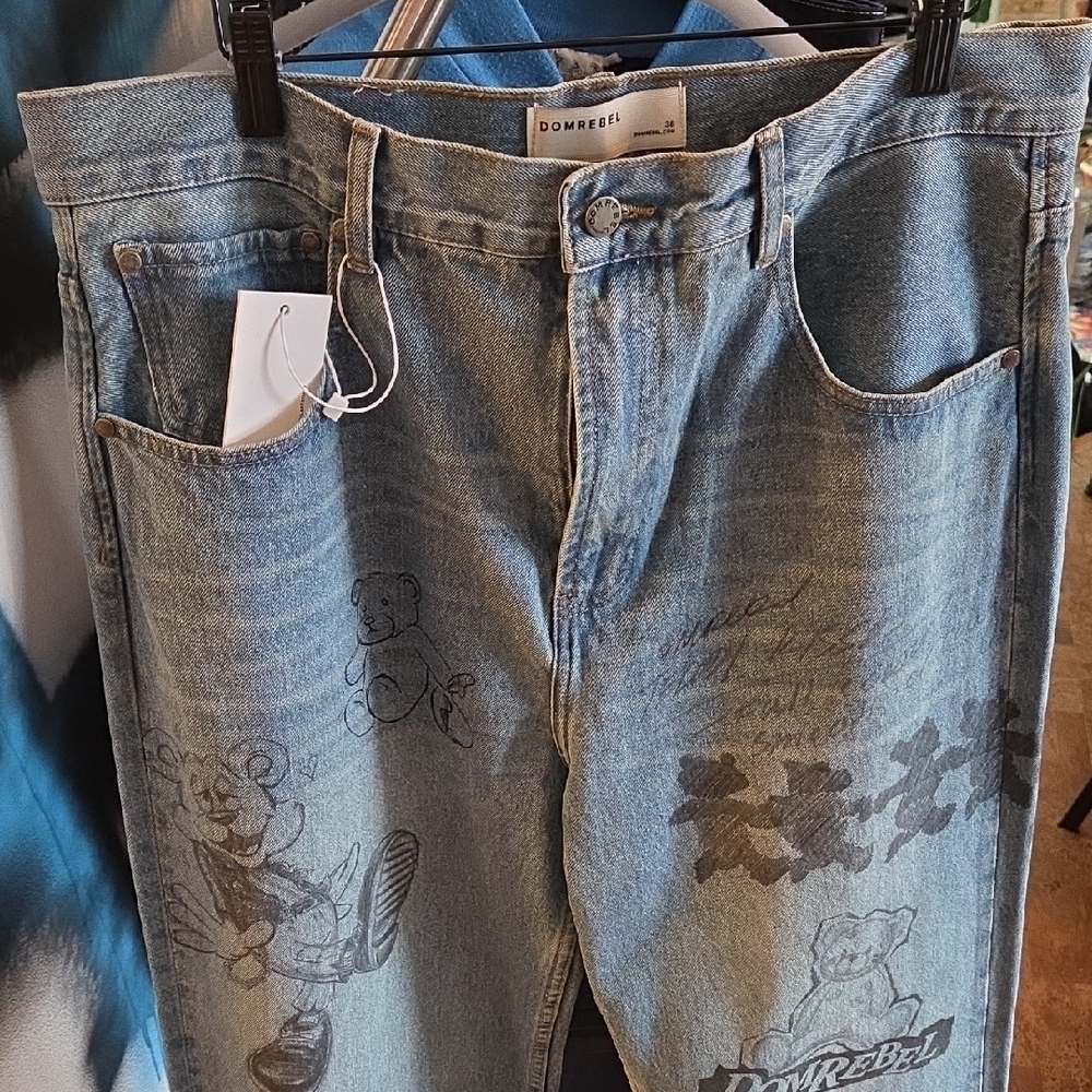 Domrebel Montreal Blue Graphic Men Jeans